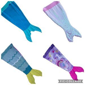4pc Bundle Mermaid Tail Blanket Blankie Tails & Cynthia Rowley Kids Cozy Fantasy